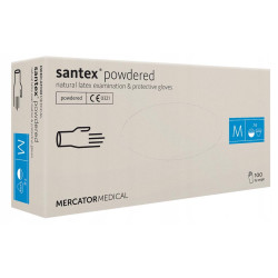 SANTEX POWDERED GLOVES SIZE M 7-8 LATEX 100PICES.