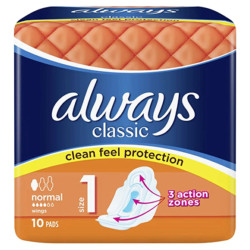 Always Classic Normal Sanitary Towels (Size 1) Wings X10
