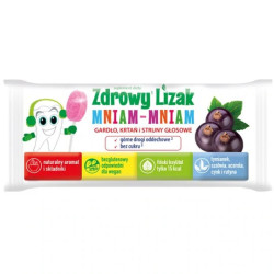 Zdrowy lizak Mniam-Mniam na gardło, krtań i struny głosowe o smaku czarnej porzeczki