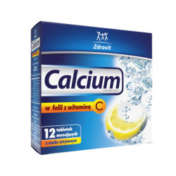 Zdrovit Calcium in foil with vitamin C, lemon flavor, 12 effervescent tablets
