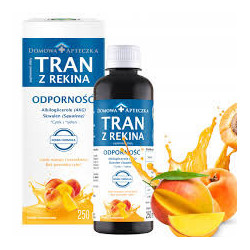 DOMOWA APTECZKA TRAN Z REKINA ODPORNOSC SMAK MANGO BRZOSKWINIA 250ML.