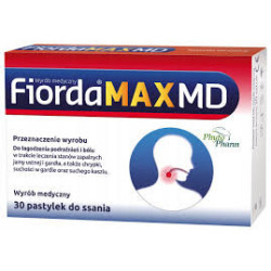 FIORDA MAX MD BEZ CUKRU PASTYLKI DO SSANIA NA GARDLO 30 SZTUK.
