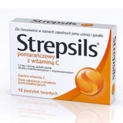 STREPSILS POMARANCZOWY Z WITAMINA C PASTYLKI NA GARDLO DO SSANIA 24 SZTUKI.