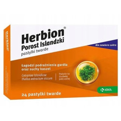 HERBION POROST ISLANDZKI PASTYLKI TWARDE NA GARDLO 24 SZTUKI.