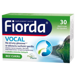 FIORDA VOCAL BEZ CUKRU NA STRUNY GLOSOWE I SUCHOSC W GARDLE PASTYLKI DO SSANIA 30 SZTUK.