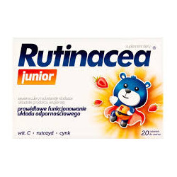 RUTINOCEA JUNIOR UKLAD ODPORNOSCIOWY DZIECI 20 TABLETEK DO SSANIA SMAK TRUSKAWKA.
